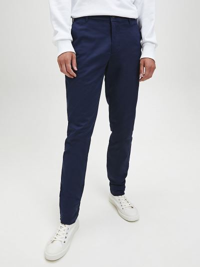 Calvin Klein Ruhák HU675126 | Calvin Klein Slim Cotton Stretch Férfi Chino Nadrág Sötétkék